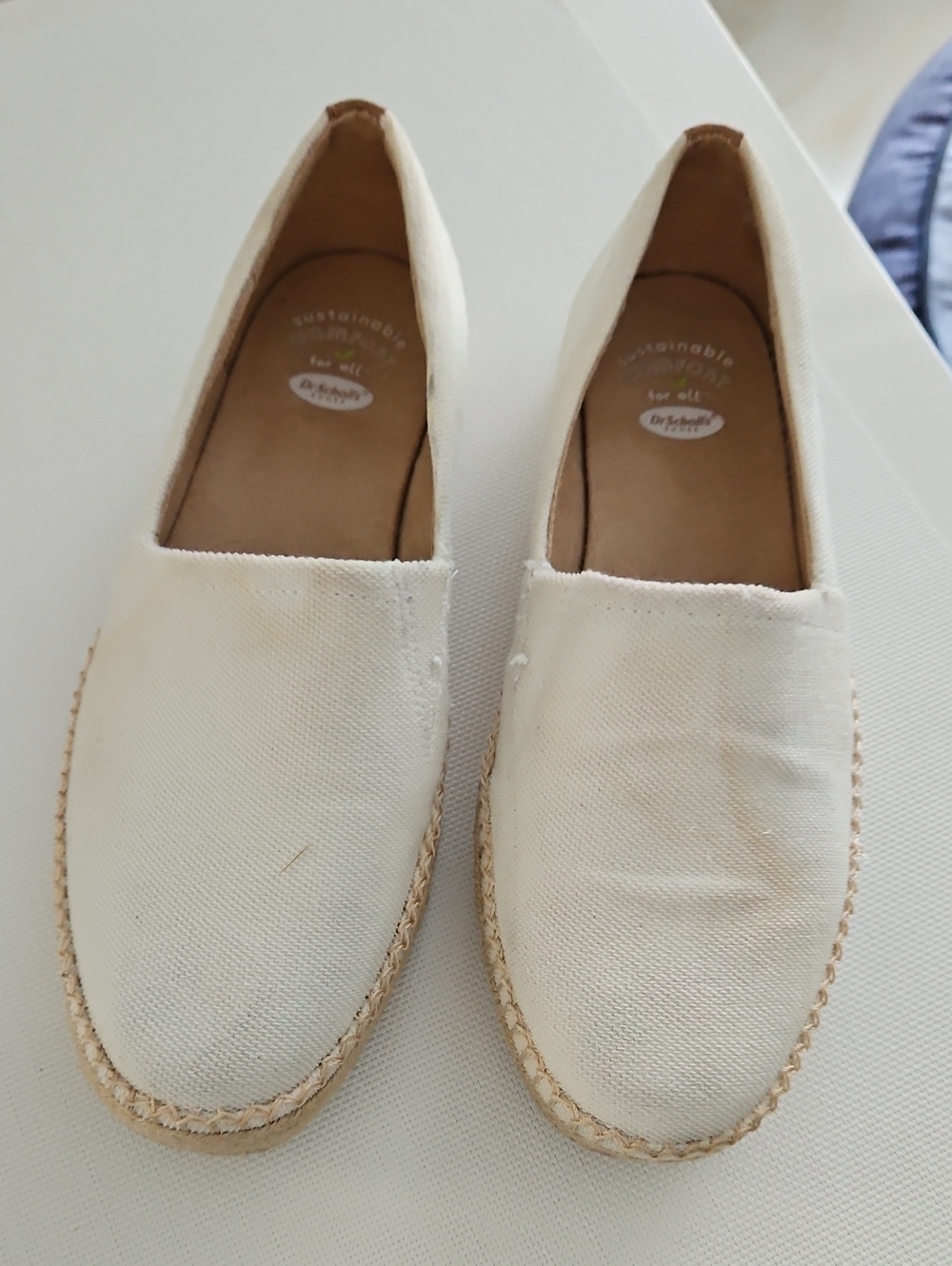 Dr. Scholl's Cream Canvas Espadrille Slip-Ons
